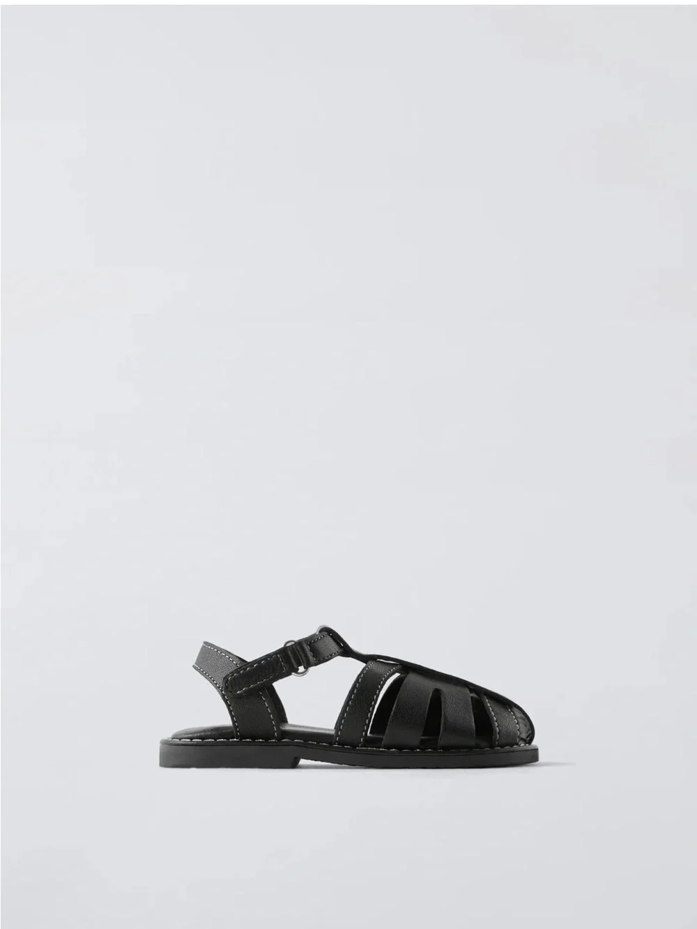 Zara Kids Black Leather Fisherman Sandals
